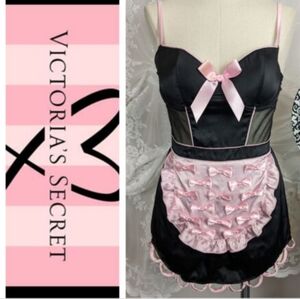 French Maid Apron Lingerie pink bow Victoria's Secret sz: 34D NEW with tags!